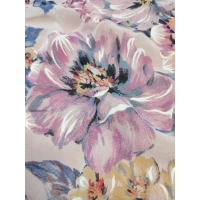 Przezroczysta tkanina szyfon na sukienki - pastelowe kwiaty piwonii